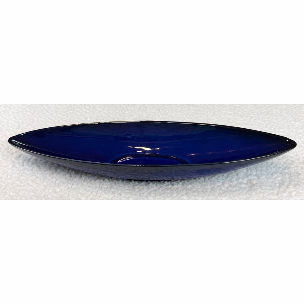 Elegant Cobalt Blue Boat-Shape Decorative Bowl - Picture 2 of 11